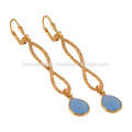 18K Gold Plated Blue Onyx Infinity Solid Silver Earring